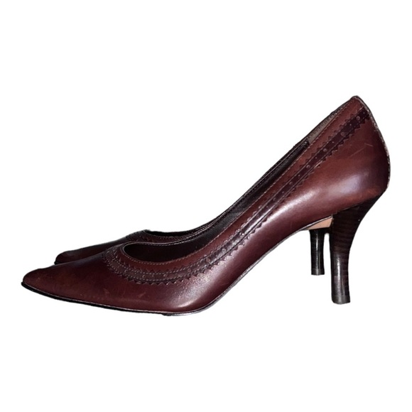 CIRCA JOAN DAVID Brown Leather Pump Heels Sz 6 - Picture 1 of 12